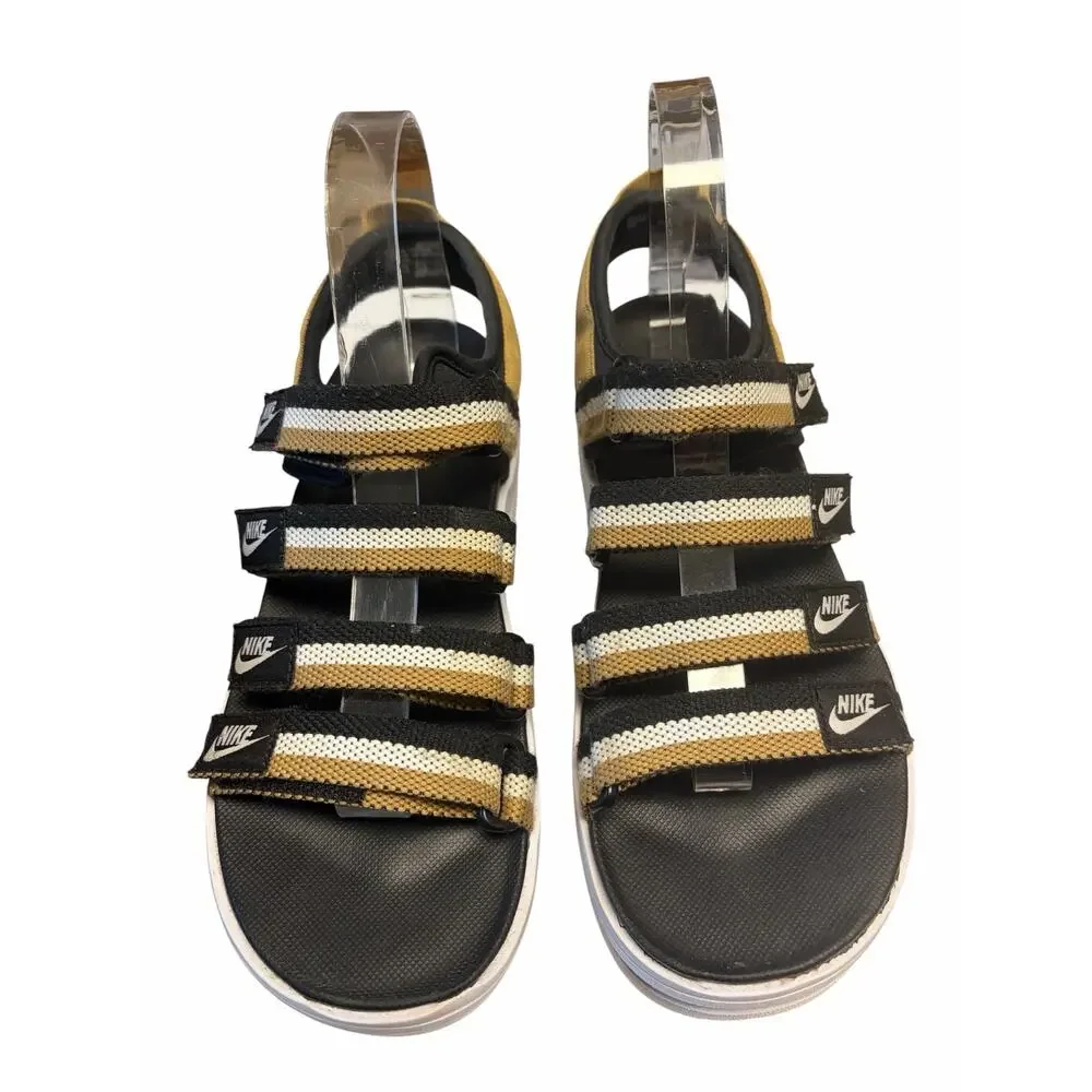 Nike Icon Classic Platform Sandals Black Tan Striped Women’s US 9 EU 40.5